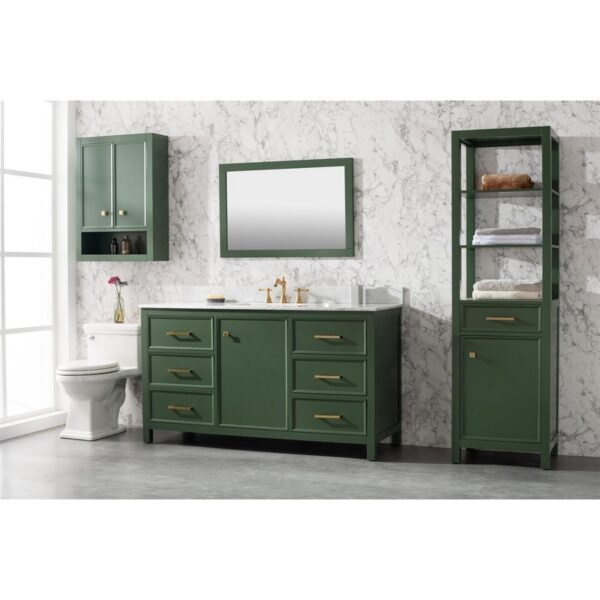 Legion Furniture WLF2160S-VG 60 Inch Vogue Green Finish Single Sink Vanity Cabinet with Carrara White Top