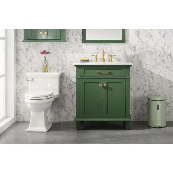 Legion Furniture WLF2230-VG 30 Inch Vogue Green Finish Sink Vanity Cabinet with Carrara White Top