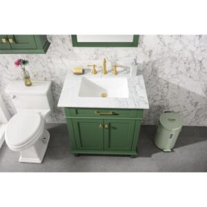 Legion Furniture WLF2230-VG 30 Inch Vogue Green Finish Sink Vanity Cabinet with Carrara White Top