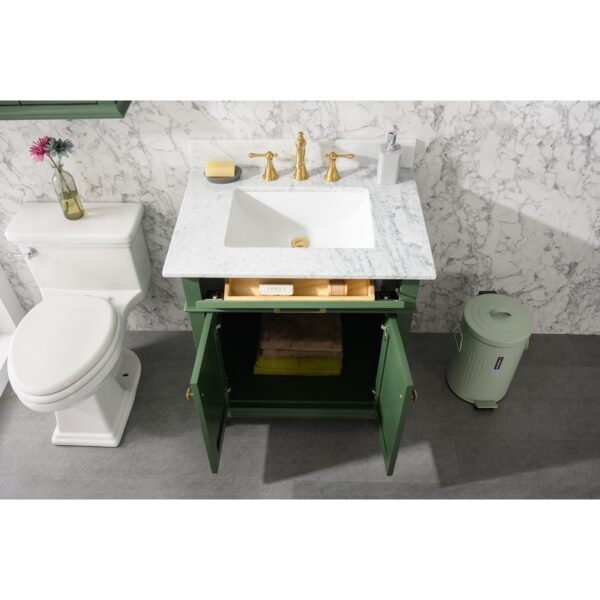 Legion Furniture WLF2230-VG 30 Inch Vogue Green Finish Sink Vanity Cabinet with Carrara White Top