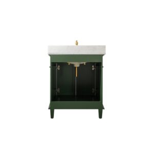 Legion Furniture WLF2230-VG 30 Inch Vogue Green Finish Sink Vanity Cabinet with Carrara White Top