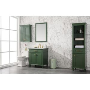 Legion Furniture WLF2230-VG 30 Inch Vogue Green Finish Sink Vanity Cabinet with Carrara White Top