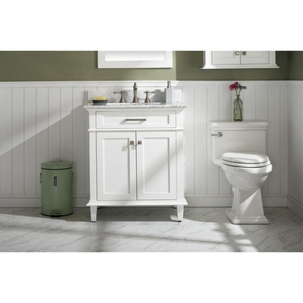 Legion Furniture WLF2230-W 30 Inch White Finish Sink Vanity Cabinet with Carrara White Top