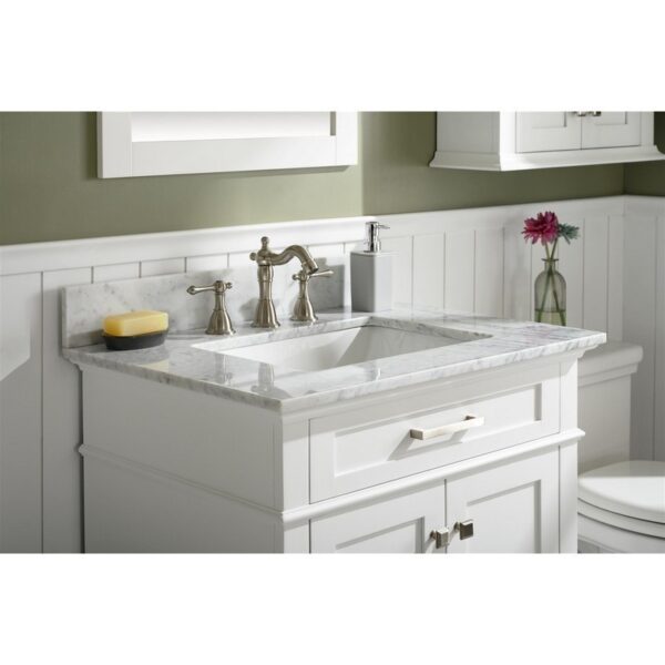 Legion Furniture WLF2230-W 30 Inch White Finish Sink Vanity Cabinet with Carrara White Top