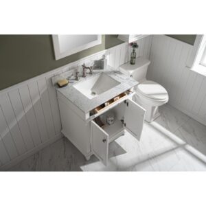 Legion Furniture WLF2230-W 30 Inch White Finish Sink Vanity Cabinet with Carrara White Top