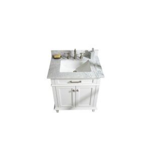 Legion Furniture WLF2230-W 30 Inch White Finish Sink Vanity Cabinet with Carrara White Top