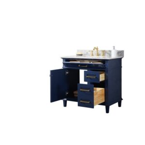 Legion Furniture WLF2236-B 36 Inch Blue Finish Sink Vanity Cabinet with Carrara White Top