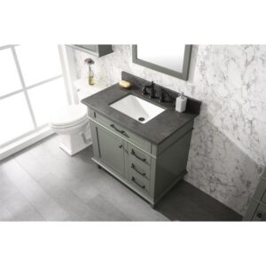 Legion Furniture WLF2236-PG 36 Inch Pewter Green Finish Sink Vanity Cabinet with Blue Lime Stone Top