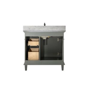 Legion Furniture WLF2236-PG 36 Inch Pewter Green Finish Sink Vanity Cabinet with Blue Lime Stone Top