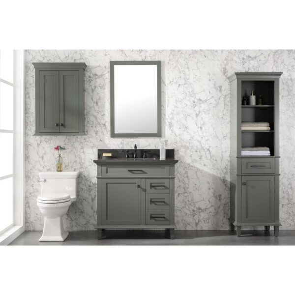 Legion Furniture WLF2236-PG 36 Inch Pewter Green Finish Sink Vanity Cabinet with Blue Lime Stone Top