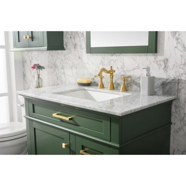 Legion Furniture WLF2236-VG 36 Inch Vogue Green Finish Sink Vanity Cabinet with Carrara White Top