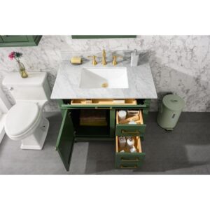 Legion Furniture WLF2236-VG 36 Inch Vogue Green Finish Sink Vanity Cabinet with Carrara White Top