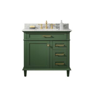 Legion Furniture WLF2236-VG 36 Inch Vogue Green Finish Sink Vanity Cabinet with Carrara White Top