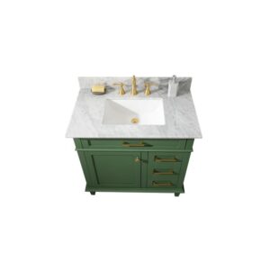 Legion Furniture WLF2236-VG 36 Inch Vogue Green Finish Sink Vanity Cabinet with Carrara White Top