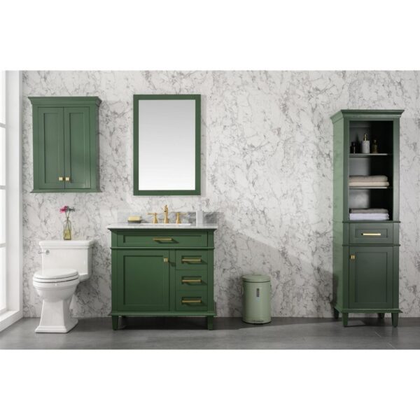 Legion Furniture WLF2236-VG 36 Inch Vogue Green Finish Sink Vanity Cabinet with Carrara White Top