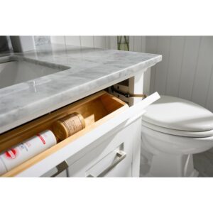 Legion Furniture WLF2236-W 36 Inch White Finish Sink Vanity Cabinet with Carrara White Top