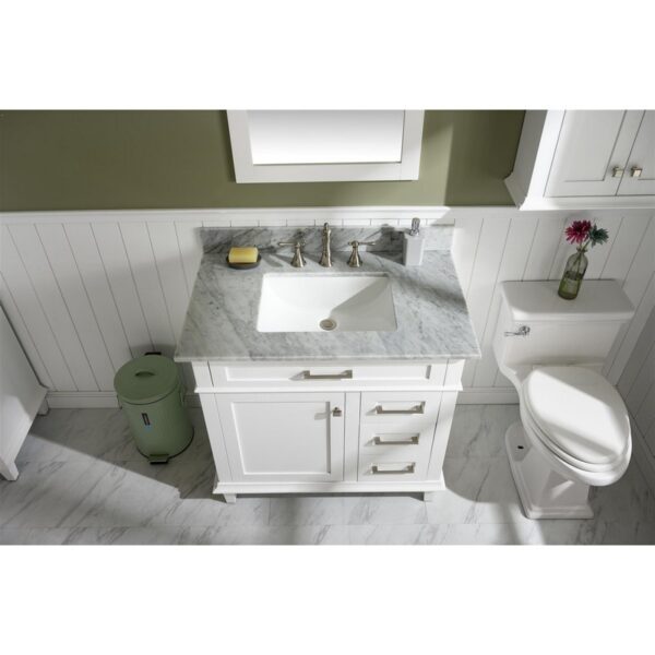 Legion Furniture WLF2236-W 36 Inch White Finish Sink Vanity Cabinet with Carrara White Top