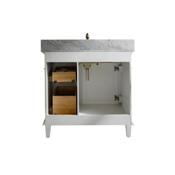 Legion Furniture WLF2236-W 36 Inch White Finish Sink Vanity Cabinet with Carrara White Top