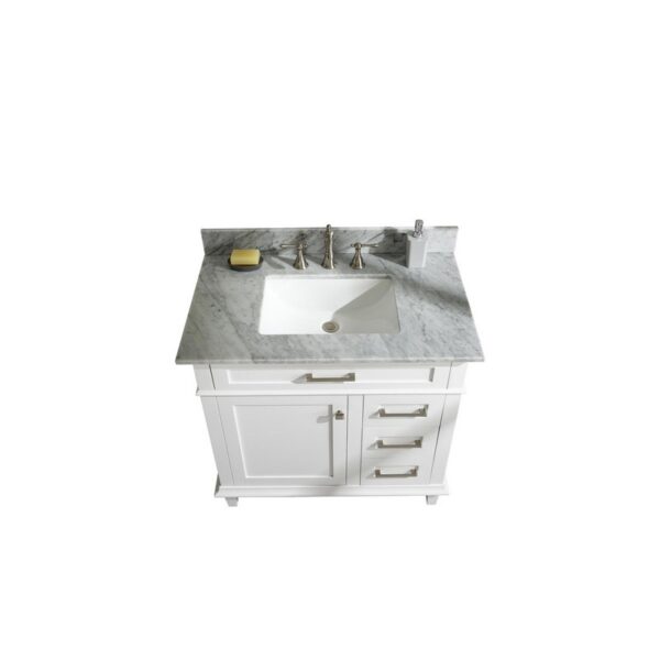 Legion Furniture WLF2236-W 36 Inch White Finish Sink Vanity Cabinet with Carrara White Top