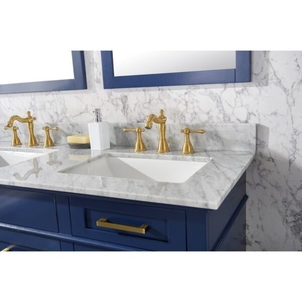 Legion Furniture WLF2254-B 54 Inch Blue Finish Double Sink Vanity Cabinet with Carrara White Top