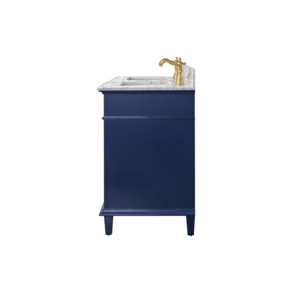 Legion Furniture WLF2254-B 54 Inch Blue Finish Double Sink Vanity Cabinet with Carrara White Top