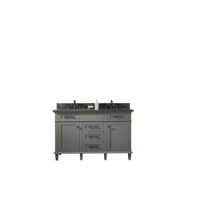 Legion Furniture WLF2254-PG 54 Inch Pewter Green Finish Double Sink Vanity Cabinet with Blue Lime Stone Top