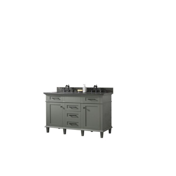 Legion Furniture WLF2254-PG 54 Inch Pewter Green Finish Double Sink Vanity Cabinet with Blue Lime Stone Top