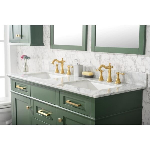 Legion Furniture WLF2254-VG 54 Inch Vogue Green Finish Double Sink Vanity Cabinet with Carrara White Top