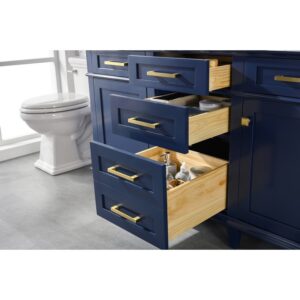 Legion Furniture WLF2260D-B 60 Inch Blue Finish Double Sink Vanity Cabinet with Carrara White Top