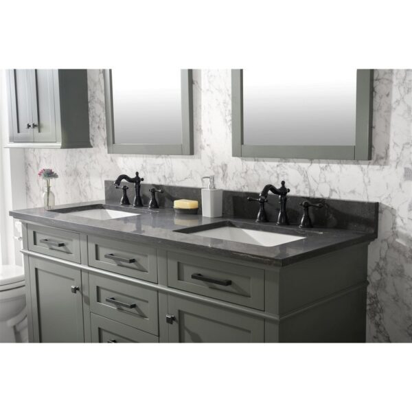 Legion Furniture WLF2260D-PG 60 Inch Pewter Green Finish Double Sink Vanity Cabinet with Blue Lime Stone Top