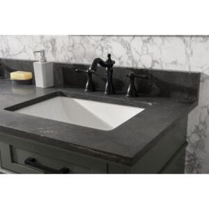 Legion Furniture WLF2260D-PG 60 Inch Pewter Green Finish Double Sink Vanity Cabinet with Blue Lime Stone Top