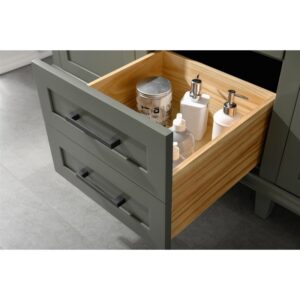 Legion Furniture WLF2260D-PG 60 Inch Pewter Green Finish Double Sink Vanity Cabinet with Blue Lime Stone Top