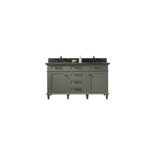 Legion Furniture WLF2260D-PG 60 Inch Pewter Green Finish Double Sink Vanity Cabinet with Blue Lime Stone Top