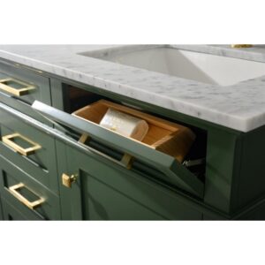 Legion Furniture WLF2260D-VG 60 Inch Vogue Green Finish Double Sink Vanity Cabinet with Carrara White Top