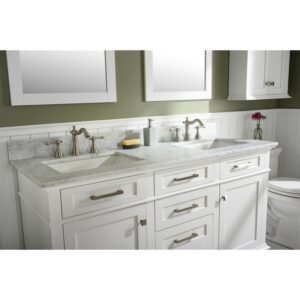 Legion Furniture WLF2260D-W 60 Inch White Finish Double Sink Vanity Cabinet with Carrara White Top