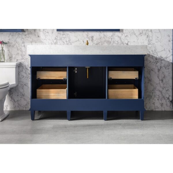 Legion Furniture WLF2260S-B 60 Inch Blue Finish Single Sink Vanity Cabinet with Carrara White Top