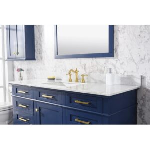 Legion Furniture WLF2260S-B 60 Inch Blue Finish Single Sink Vanity Cabinet with Carrara White Top