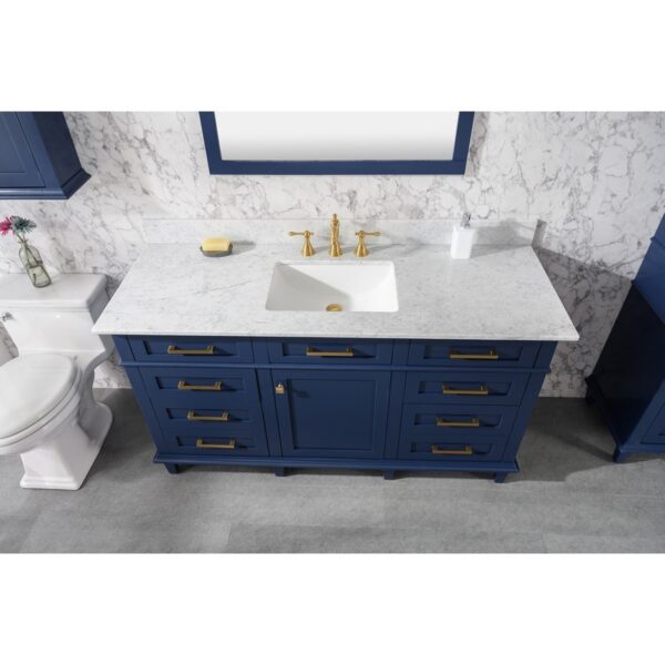 Legion Furniture WLF2260S-B 60 Inch Blue Finish Single Sink Vanity Cabinet with Carrara White Top