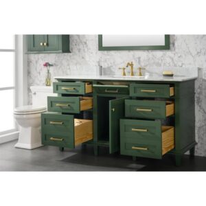 Legion Furniture WLF2260S-VG 60 Inch Vogue Green Finish Single Sink Vanity Cabinet with Carrara White Top