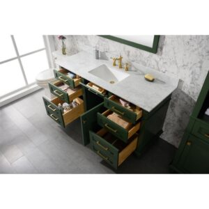 Legion Furniture WLF2260S-VG 60 Inch Vogue Green Finish Single Sink Vanity Cabinet with Carrara White Top