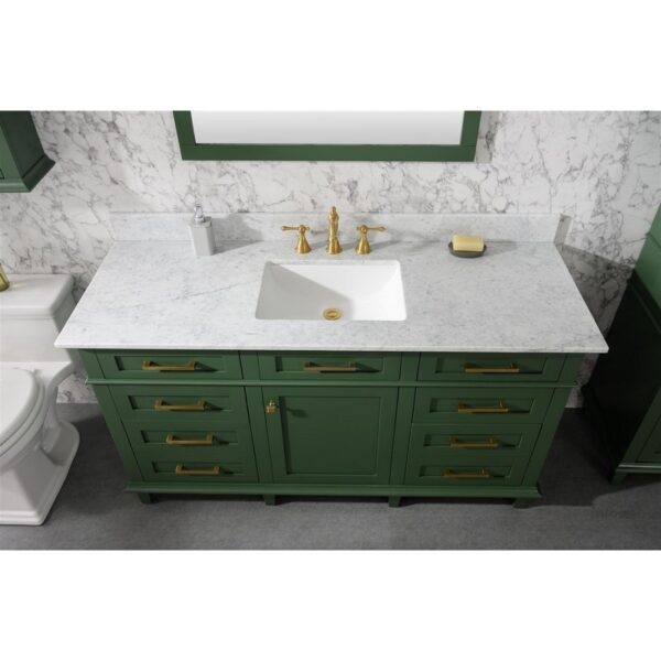 Legion Furniture WLF2260S-VG 60 Inch Vogue Green Finish Single Sink Vanity Cabinet with Carrara White Top