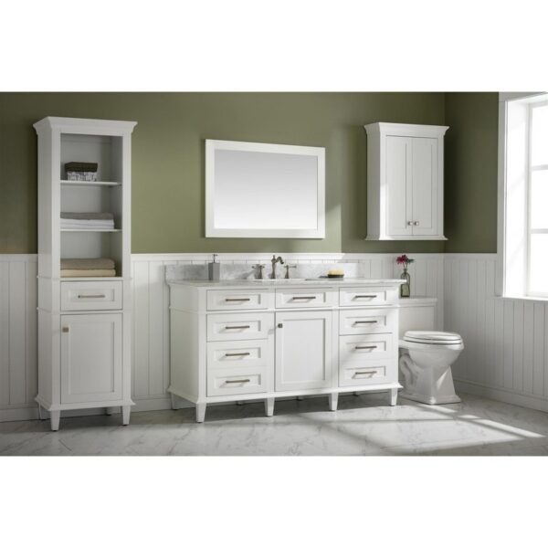 Legion Furniture WLF2260S-W 60 Inch White Finish Single Sink Vanity Cabinet with Carrara White Top