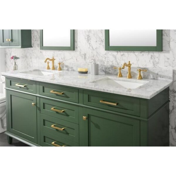 Legion Furniture WLF2272-VG 72 Inch Vogue Green Double Single Sink Vanity Cabinet with Carrara White Top