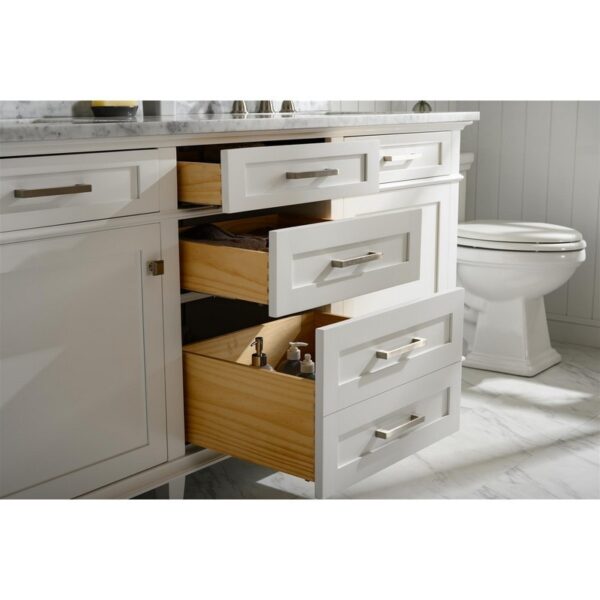 Legion Furniture WLF2272-W 72 Inch White Double Single Sink Vanity Cabinet with Carrara White Top