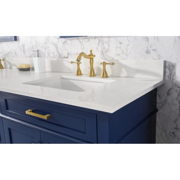 Legion Furniture WLF2280-B 80 Inch Blue Double Sink Vanity Cabinet with Carrara White Quartz Top