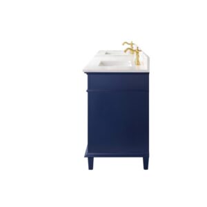 Legion Furniture WLF2280-B 80 Inch Blue Double Sink Vanity Cabinet with Carrara White Quartz Top