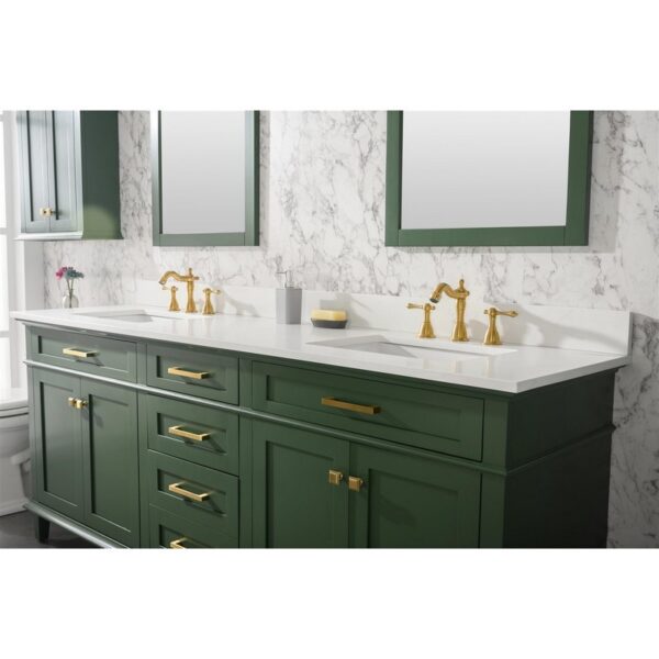 Legion Furniture WLF2280-VG 80 Inch Vogue Green Double Single Sink Vanity Cabinet with Carrara White Quartz Top