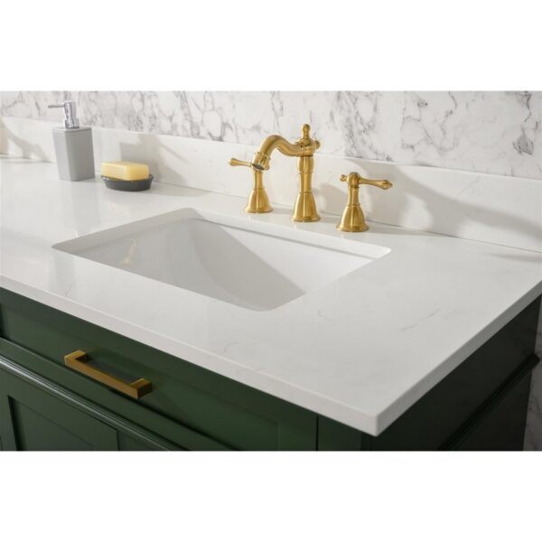 Legion Furniture WLF2280-VG 80 Inch Vogue Green Double Single Sink Vanity Cabinet with Carrara White Quartz Top