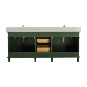 Legion Furniture WLF2280-VG 80 Inch Vogue Green Double Single Sink Vanity Cabinet with Carrara White Quartz Top