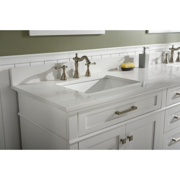 Legion Furniture WLF2280-W 80 Inch White Double Single Sink Vanity Cabinet with Carrara White Quartz Top